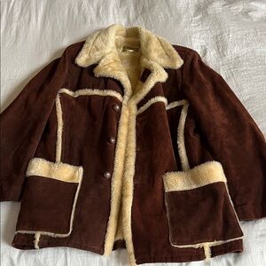 Sears Brown Suede Coat with Cream Shearling